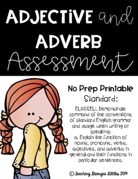 Preview of Adjective and Adverb Assessment Quiz