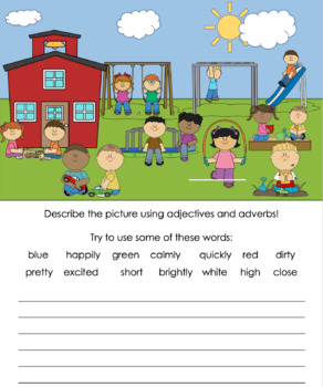 Preview of Adjective and Adverb Writing Prompt Worksheet