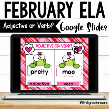 Preview of Adjective or Verb Sort Digital February Google Slides 