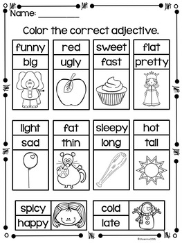 adjectives worksheets pdf kindergarten
