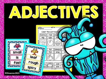 Preview of Adjectives Clip-It Cards and Worksheets