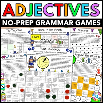 Preview of Parts of Speech Adjectives Worksheet Games Comparative & Superlative, Order of