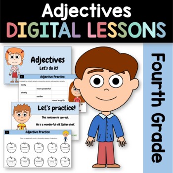 Preview of Adjectives 4th Grade Interactive Google Slides | Daily Grammar Practice