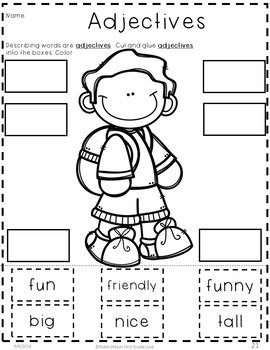 adjectives worksheets and activities first grade tpt