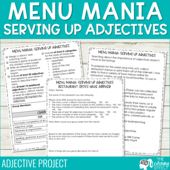 Preview of Adjectives Activity | Grammar Creative Project for Upper Elementary
