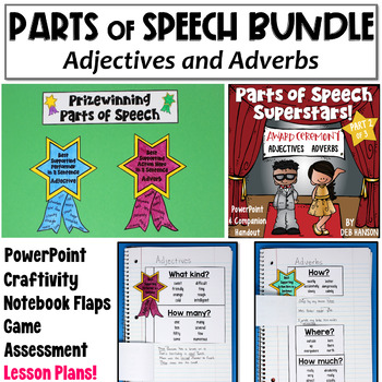 Preview of Adjectives and Adverbs PowerPoint: Parts of Speech Bundle
