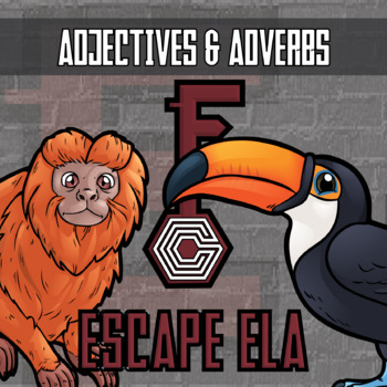 Preview of Adjectives & Adverbs Escape Room Activity - Printable & Digital Game