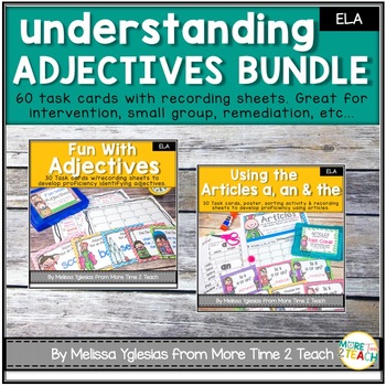 Preview of Adjectives | Articles | Parts of Speech | Task Cards Bundle