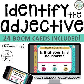 Preview of Adjectives ~ Boom Cards 24 Question Game Freebie Distance Learning