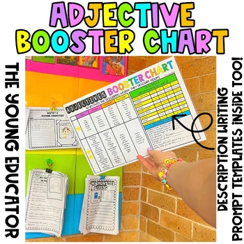 Preview of Adjectives Booster Chart & Descriptive Writing Prompts Pack