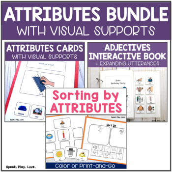Preview of Attributes Speech Therapy Activities - Question Cards, Sorting, Interactive Book