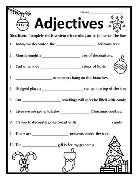Adjectives Christmas Adjectives Worksheet Christmas Grammar Worksheet