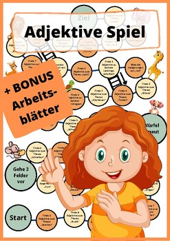 Preview of Adjectives Game - GERMAN + FREE Worksheets