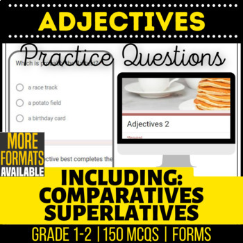 Preview of Adjectives Google Forms Comparatives Superlatives Grade K 1 2 | Digital Resource