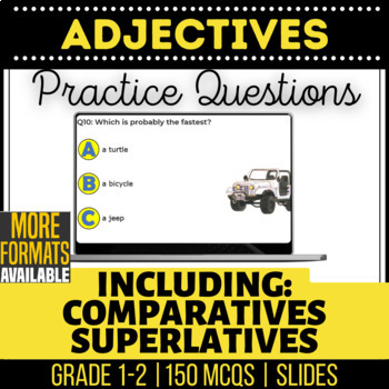 Preview of Adjectives Google Slides | Grammar for Grade K 1 2 | Comparatives Superlatives