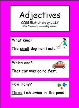 Preview of Adjectives: Grade 1    CCSS ELA-Literacy L.1.1.f - Distance Learning