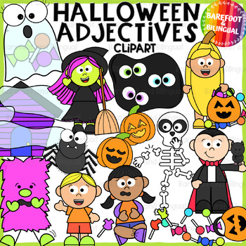 Preview of Adjectives Halloween Clipart - Grammar Clipart