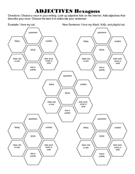 Preview of Adjectives Hexagons