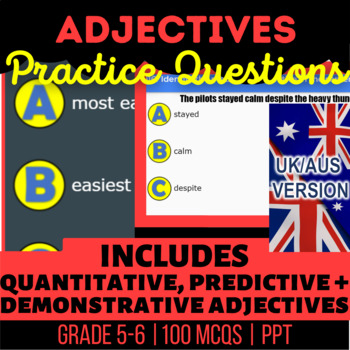 Preview of Adjectives Interactive: Demonstrative, Quantitative, Predicative UK/AUS Spelling