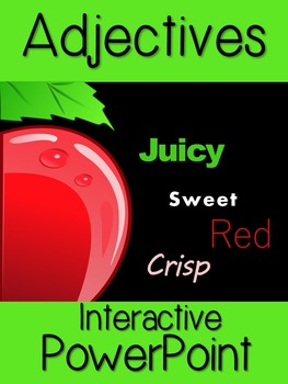 Preview of Adjectives Interactive PowerPoint with Worksheet