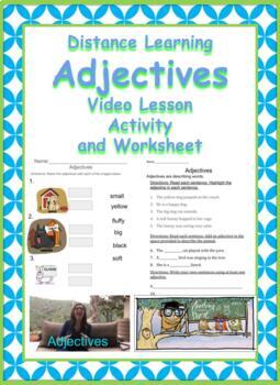 Preview of Adjectives Lesson and Activities-Distance Learning