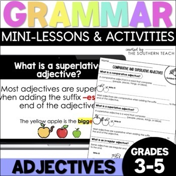 Preview of Adjectives Mini-Lesson and Grammar Activities for Grades 3-5