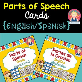 Preview of Adjectives, Nouns, and Verbs | For Small Pocket Charts | English and Spanish