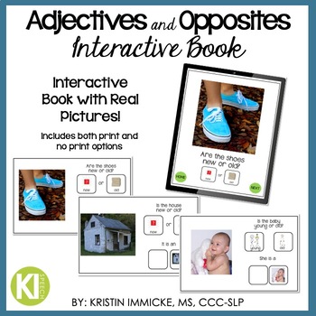 Preview of Adjectives & Opposites Interactive Book 3 versions