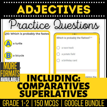 Preview of Adjectives Review Google Worksheets Forms Slides | Comparatives Superlatives