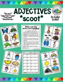 Adjectives Scoot with Pictures for primary grades with a v