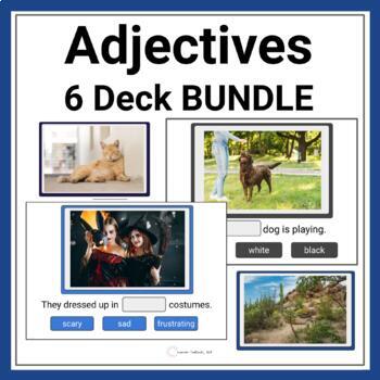 Preview of Adjectives Sentence Completion - Boom Card Bundle Speech Therapy Grammar