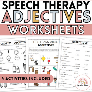 Preview of Adjectives Basic Concepts Worksheets and Activities for Speech Therapy