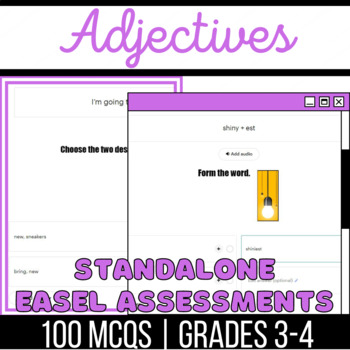 Preview of Adjectives Standalone Easel Assessments: Comparative, Superlative, Descriptive