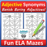 Adjectives Synonyms Worksheets Fun ELA Activities Maze Puz