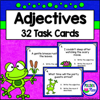 Preview of Adjectives Task Cards - Grammar Practice