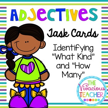 Preview of Adjectives Task Cards/ Scoot Activity: Identifying "What Kind" and "How Many"