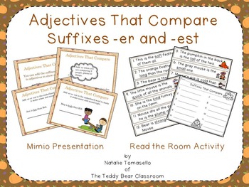 Preview of Adjectives That Compare (Suffixes -er, -est) Read the Room & Mimio Combo