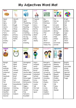 Preview of Adjectives Word Mat | Descriptive Writing [Follow for MORE Freebies!]