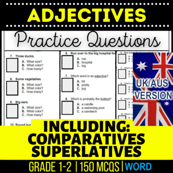 Preview of Adjectives Workbook: Comparative Superlative in UK/AUS English for Year 2 and 3