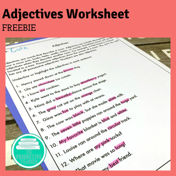 Preview of Adjectives Worksheet Freebie