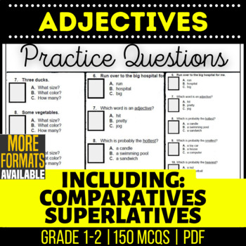Preview of Adjectives Worksheets | Comparatives Superlatives | Grammar for K 1st 2nd Grade