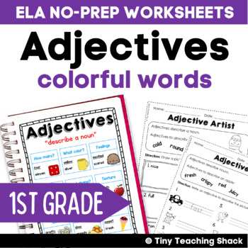 Preview of Adjectives Worksheets & Posters for 1st Grade Daily Grammar Practice and Review