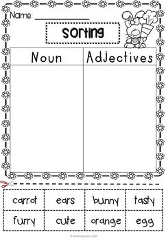 Adjectives Worksheets For Kindergarten And First Grade Easter No Prep