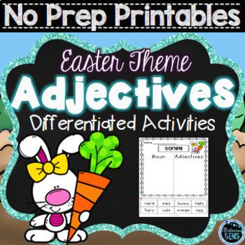 Preview of Adjectives Worksheets for Kindergarten and First Grade | Easter No Prep