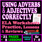 Adjectives and Adverbs. 8 Grammar Worksheets & Lessons. 7t