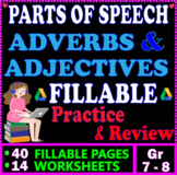 Adjectives and Adverbs Grammar Worksheets & FILLABLE Revie