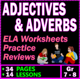 Adjectives and Adverbs. Grammar Worksheets & Practice. 14 