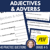 Adjectives and Adverbs Grammar Worksheets with Questions f