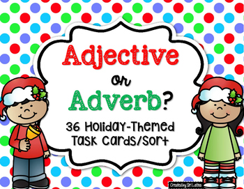 Preview of Adjectives and Adverbs Holiday Christmas Task Cards L.3.1a
