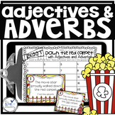 Adjectives & Adverbs anchor charts, practice, task cards, 